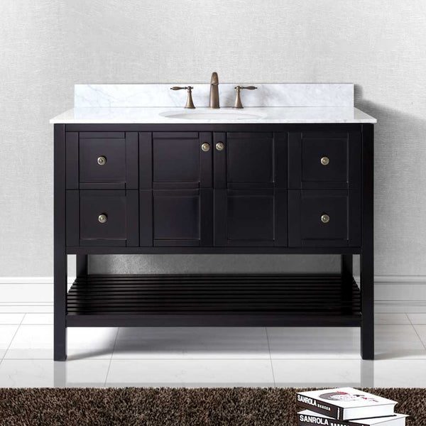 Virtu USA Winterfell 48" Single Bath Vanity with Marble Top and Round Sink - Luxe Bathroom Vanities Luxury Bathroom Fixtures Bathroom Furniture