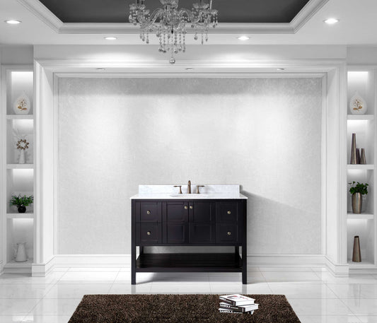 Virtu USA Winterfell 48" Single Bath Vanity with Marble Top and Round Sink - Luxe Bathroom Vanities Luxury Bathroom Fixtures Bathroom Furniture