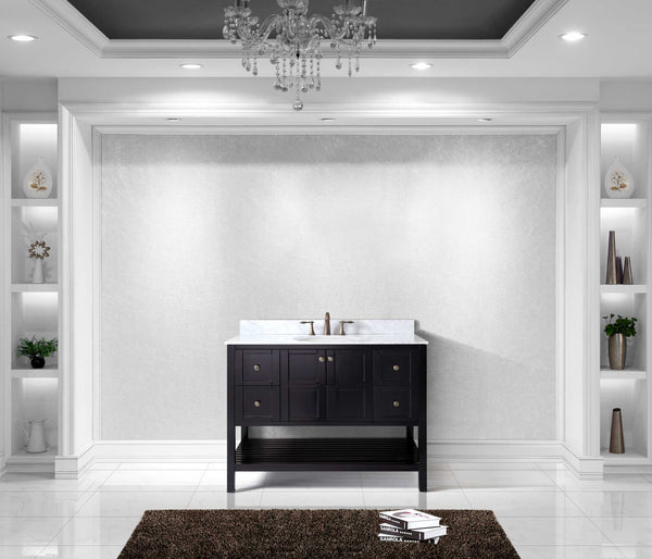 Virtu USA Winterfell 48" Single Bath Vanity with Marble Top and Round Sink with Brushed Nickel Faucet - Luxe Bathroom Vanities