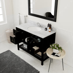 Virtu USA Winterfell 48" Single Bath Vanity with Marble Top and Round Sink with Mirror - Luxe Bathroom Vanities