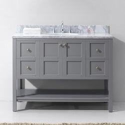 Virtu USA Winterfell 48" Single Bath Vanity with Marble Top and Round Sink with Polished Chrome Faucet - Luxe Bathroom Vanities Luxury Bathroom Fixtures Bathroom Furniture