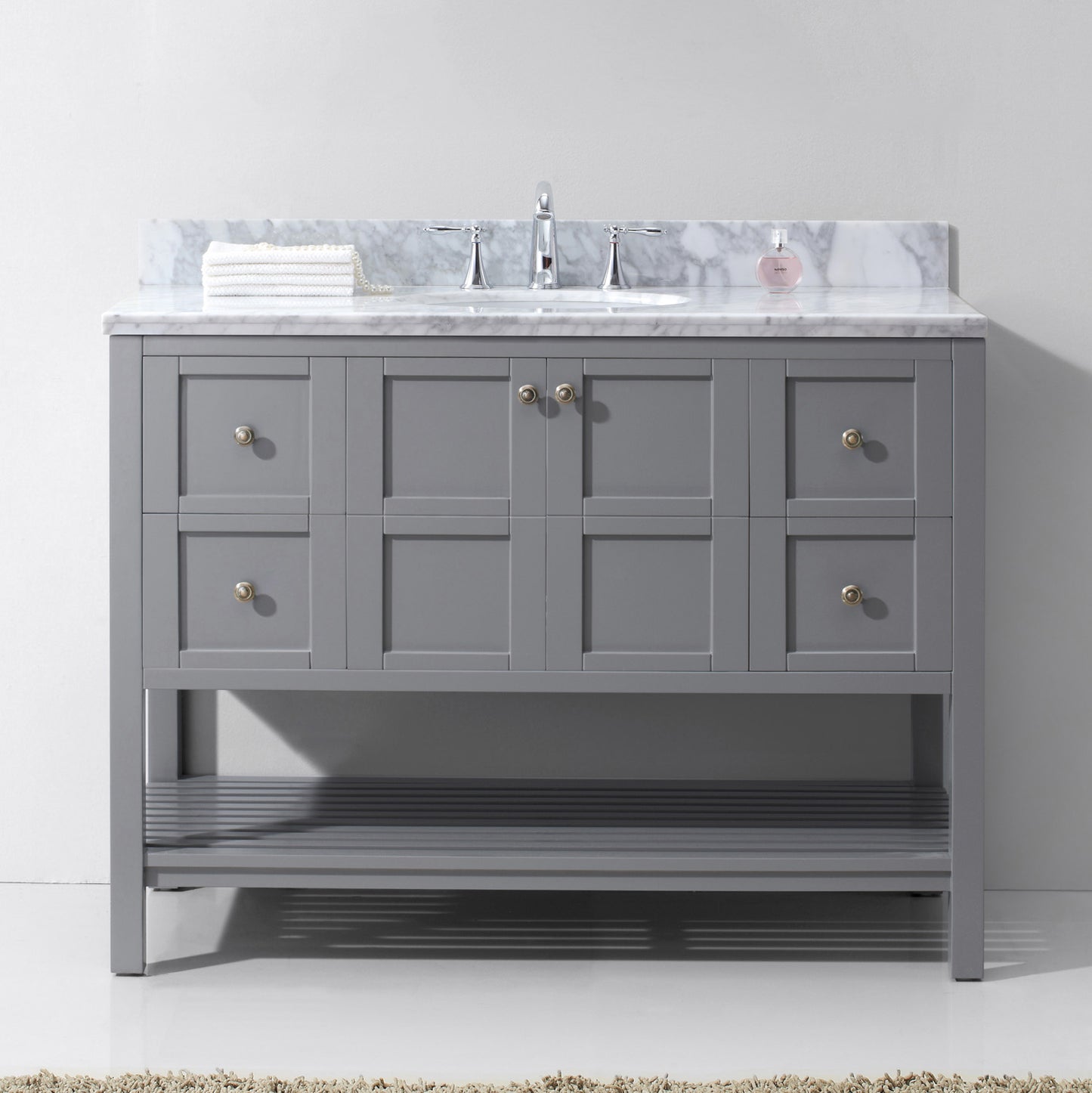 Virtu USA Winterfell 48" Single Bath Vanity with Marble Top and Round Sink - Luxe Bathroom Vanities Luxury Bathroom Fixtures Bathroom Furniture