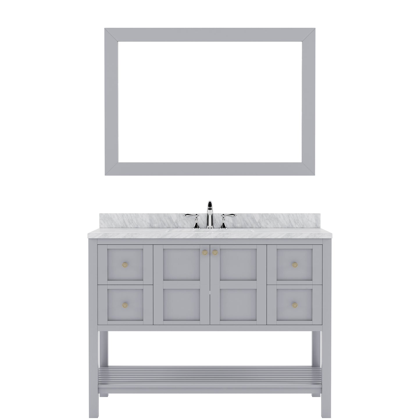 Virtu USA Winterfell 48" Single Bath Vanity with Marble Top and Round Sink with Mirror - Luxe Bathroom Vanities