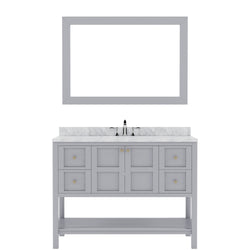 Virtu USA Winterfell 48" Single Bath Vanity with Marble Top and Round Sink with Mirror - Luxe Bathroom Vanities