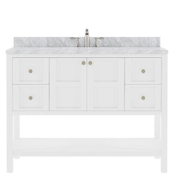 Virtu USA Winterfell 48" Single Bath Vanity in White with White Marble Top and Round Sink - Luxe Bathroom Vanities