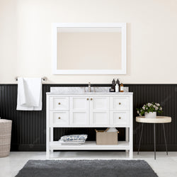 Virtu USA Winterfell 48" Single Bath Vanity with Marble Top and Round Sink with Mirror - Luxe Bathroom Vanities