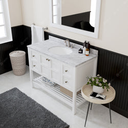 Virtu USA Winterfell 48" Single Bath Vanity with Marble Top and Round Sink with Mirror - Luxe Bathroom Vanities