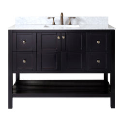 Virtu USA Winterfell 48" Single Bath Vanity in Espresso with Marble Top and Square Sink with Polished Chrome Faucet - Luxe Bathroom Vanities Luxury Bathroom Fixtures Bathroom Furniture
