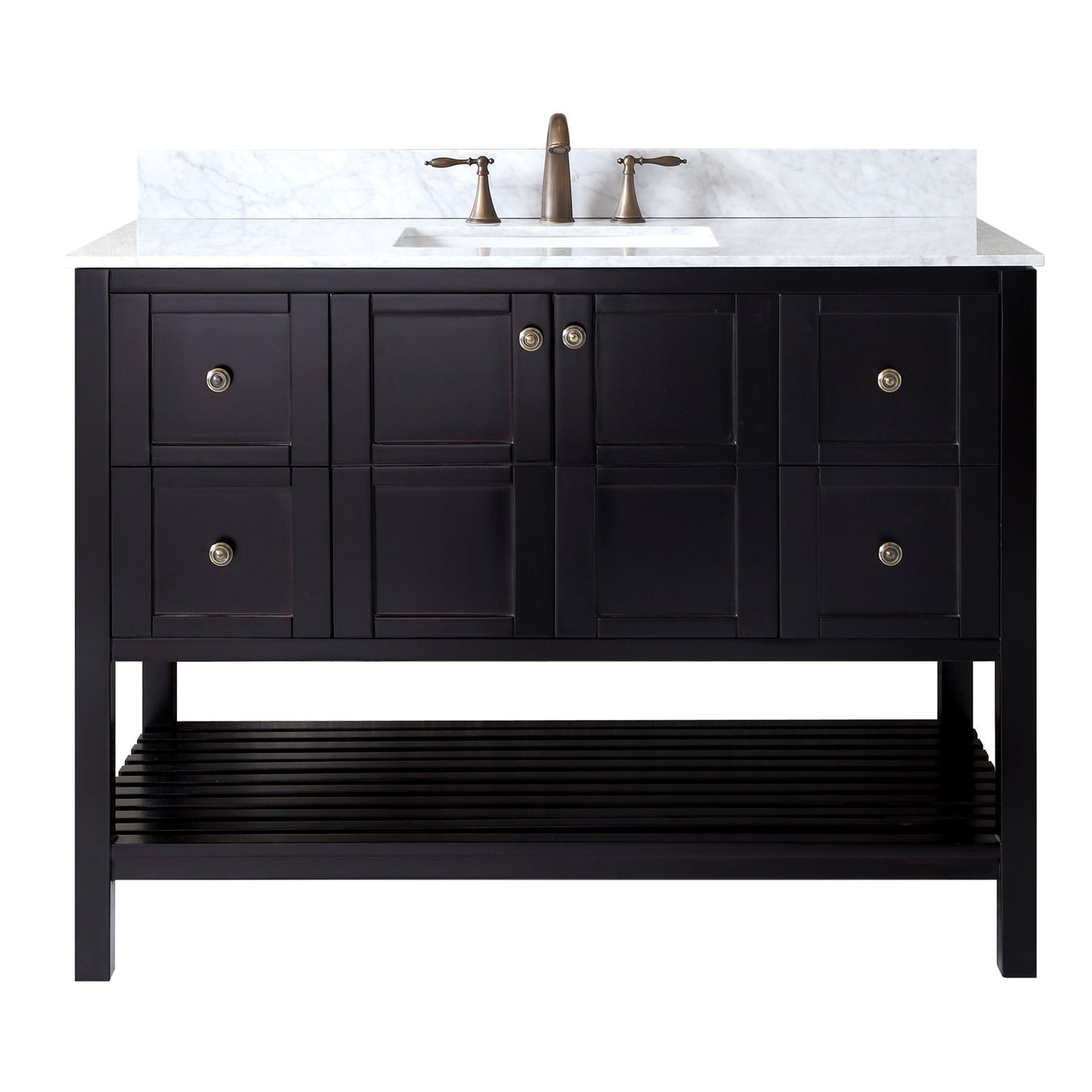 Virtu USA Winterfell 48" Single Bath Vanity in Espresso with Marble Top and Square Sink - Luxe Bathroom Vanities Luxury Bathroom Fixtures Bathroom Furniture