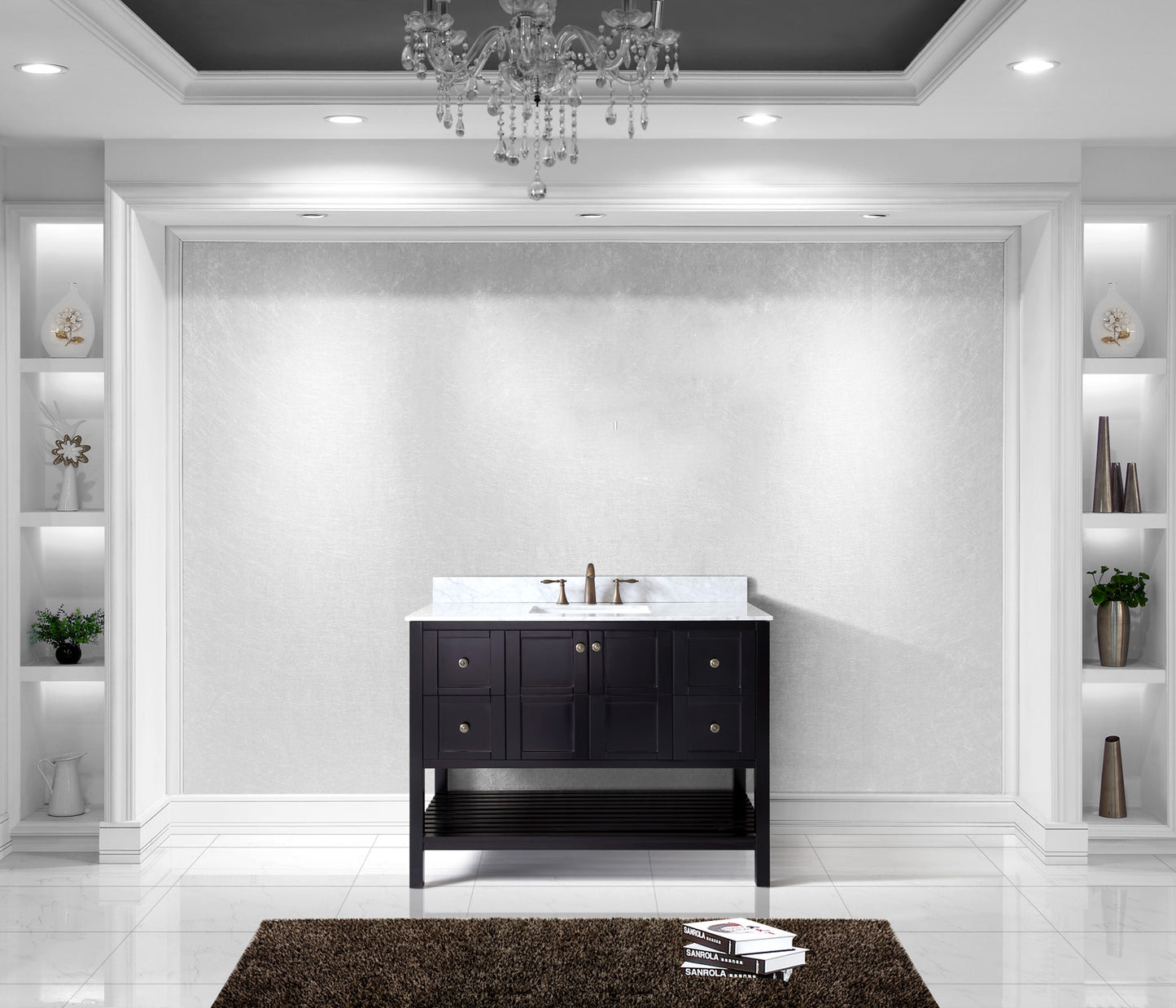 Virtu USA Winterfell 48" Single Bath Vanity with Marble Top and Square Sink with Brushed Nickel Faucet - Luxe Bathroom Vanities
