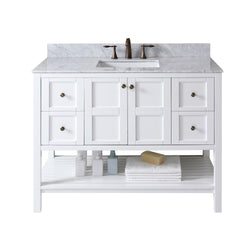 Virtu USA Winterfell 48" Single Bath Vanity with Marble Top and Square Sink with Brushed Nickel Faucet - Luxe Bathroom Vanities