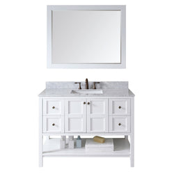 Virtu USA Winterfell 48" Single Bath Vanity with Marble Top and Square Sink with Brushed Nickel Faucet and Mirror - Luxe Bathroom Vanities