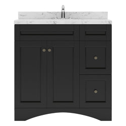 Virtu USA Elise 36" Single Bath Vanity in Gray with White Quartz Top and Round Sink with Brushed Nickel Faucet with Matching Mirror - Luxe Bathroom Vanities