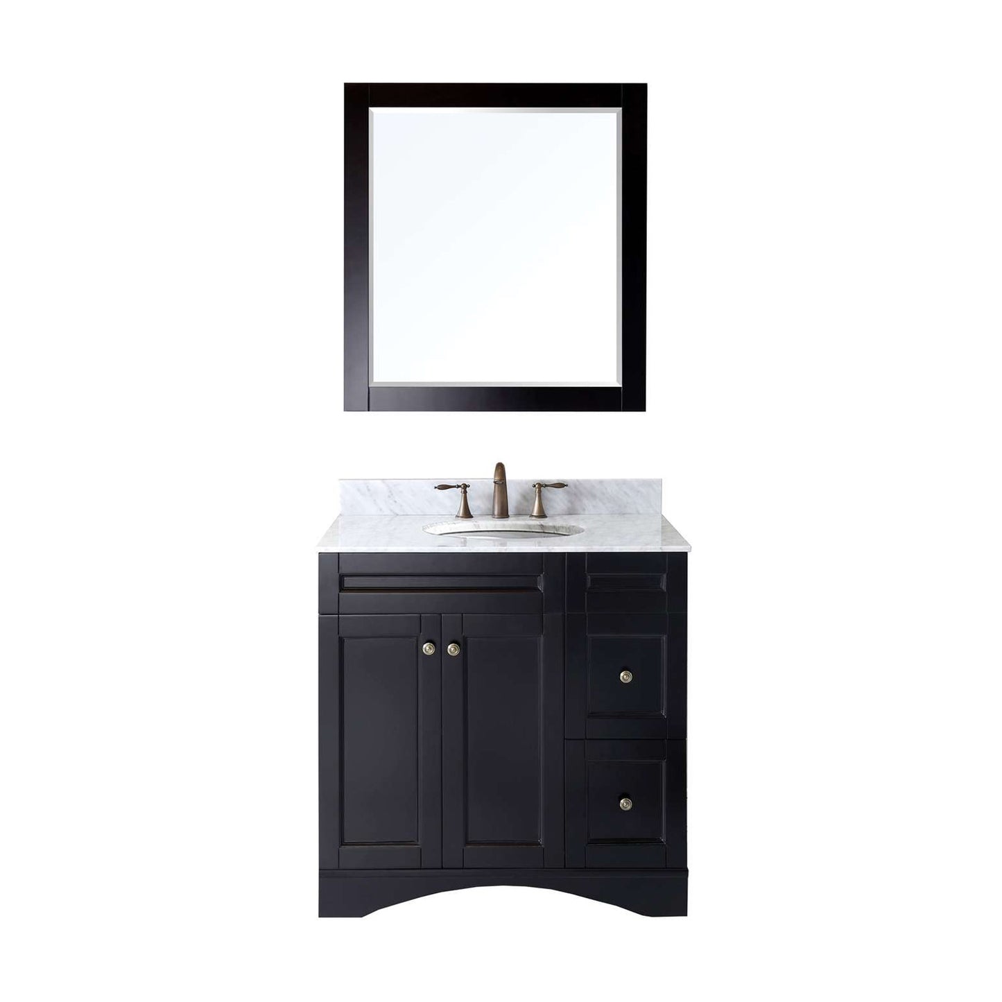 Virtu USA Elise 36" Single Bath Vanity with Marble Top and Round Sink with Mirror - Luxe Bathroom Vanities Luxury Bathroom Fixtures Bathroom Furniture