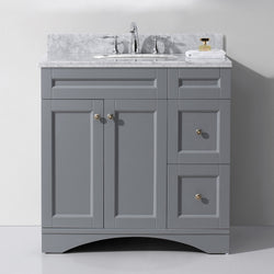 Virtu USA Elise 36" Single Bath Vanity in Grey with Marble Top and Round Sink - Luxe Bathroom Vanities Luxury Bathroom Fixtures Bathroom Furniture