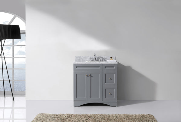 Virtu USA Elise 36" Single Bath Vanity in Grey with Marble Top and Round Sink - Luxe Bathroom Vanities Luxury Bathroom Fixtures Bathroom Furniture