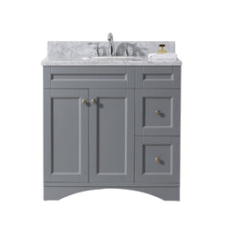 Virtu USA Elise 36" Single Bath Vanity in Grey with Marble Top and Round Sink - Luxe Bathroom Vanities Luxury Bathroom Fixtures Bathroom Furniture