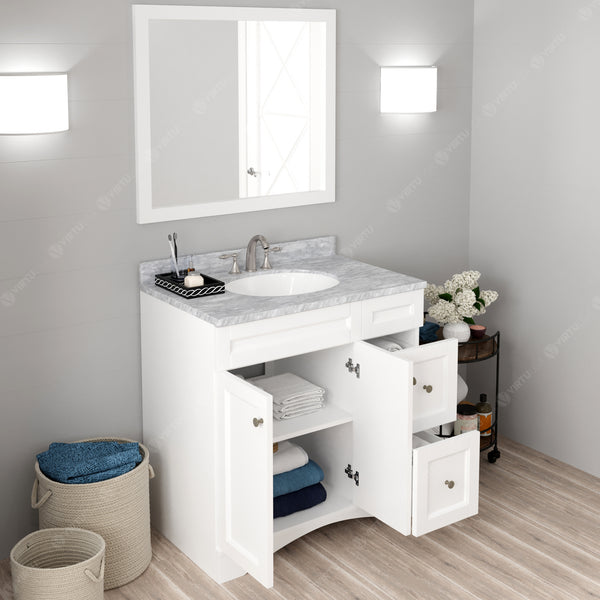 Virtu USA Elise 36" Single Bath Vanity with Marble Top and Round Sink with Mirror - Luxe Bathroom Vanities