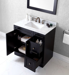 Virtu USA Elise 36" Single Bath Vanity with Marble Top and Square Sink with Mirror - Luxe Bathroom Vanities Luxury Bathroom Fixtures Bathroom Furniture