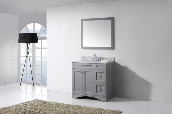 Virtu USA Elise 36" Single Bath Vanity with Marble Top and Square Sink with Mirror - Luxe Bathroom Vanities Luxury Bathroom Fixtures Bathroom Furniture