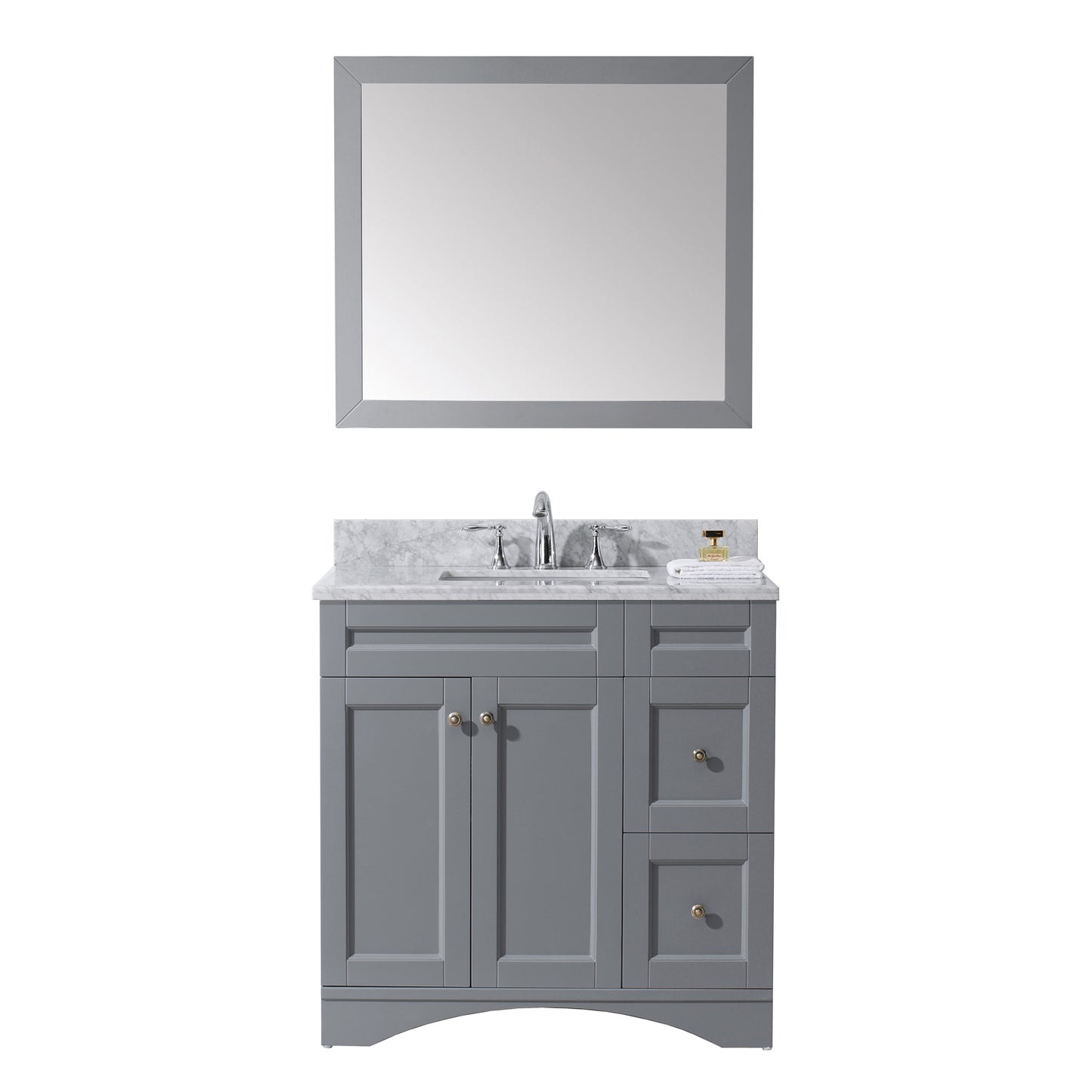 Virtu USA Elise 36" Single Bath Vanity with Marble Top and Square Sink with Mirror - Luxe Bathroom Vanities Luxury Bathroom Fixtures Bathroom Furniture