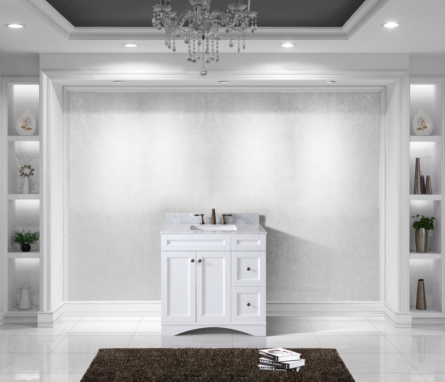 Virtu USA Elise 36" Single Bath Vanity with Marble Top and Square Sink - Luxe Bathroom Vanities