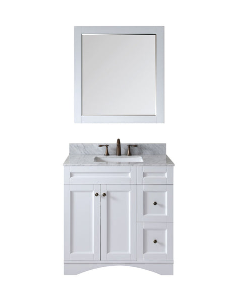 Virtu USA Elise 36" Single Bath Vanity with Marble Top and Square Sink with Mirror - Luxe Bathroom Vanities