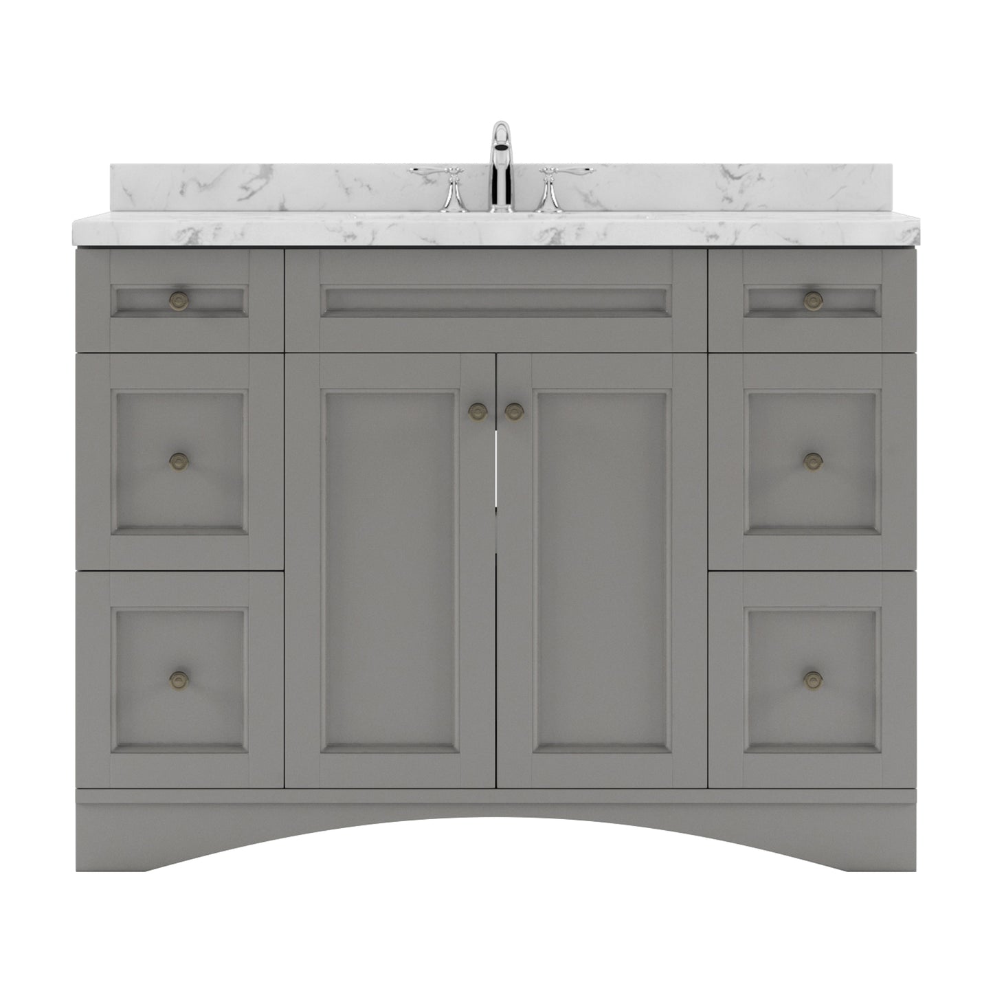 Virtu USA Elise 48" Single Bath Vanity in White with White Quartz Top and Round Sink - Luxe Bathroom Vanities