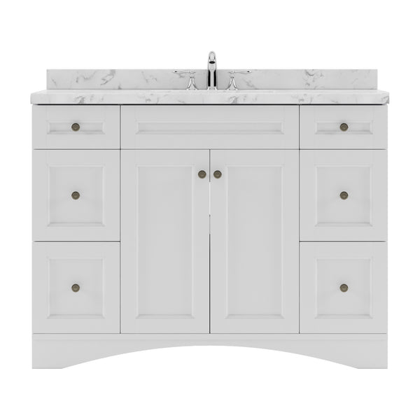 Virtu USA Elise 48" Single Bath Vanity in White with White Quartz Top and Round Sink - Luxe Bathroom Vanities