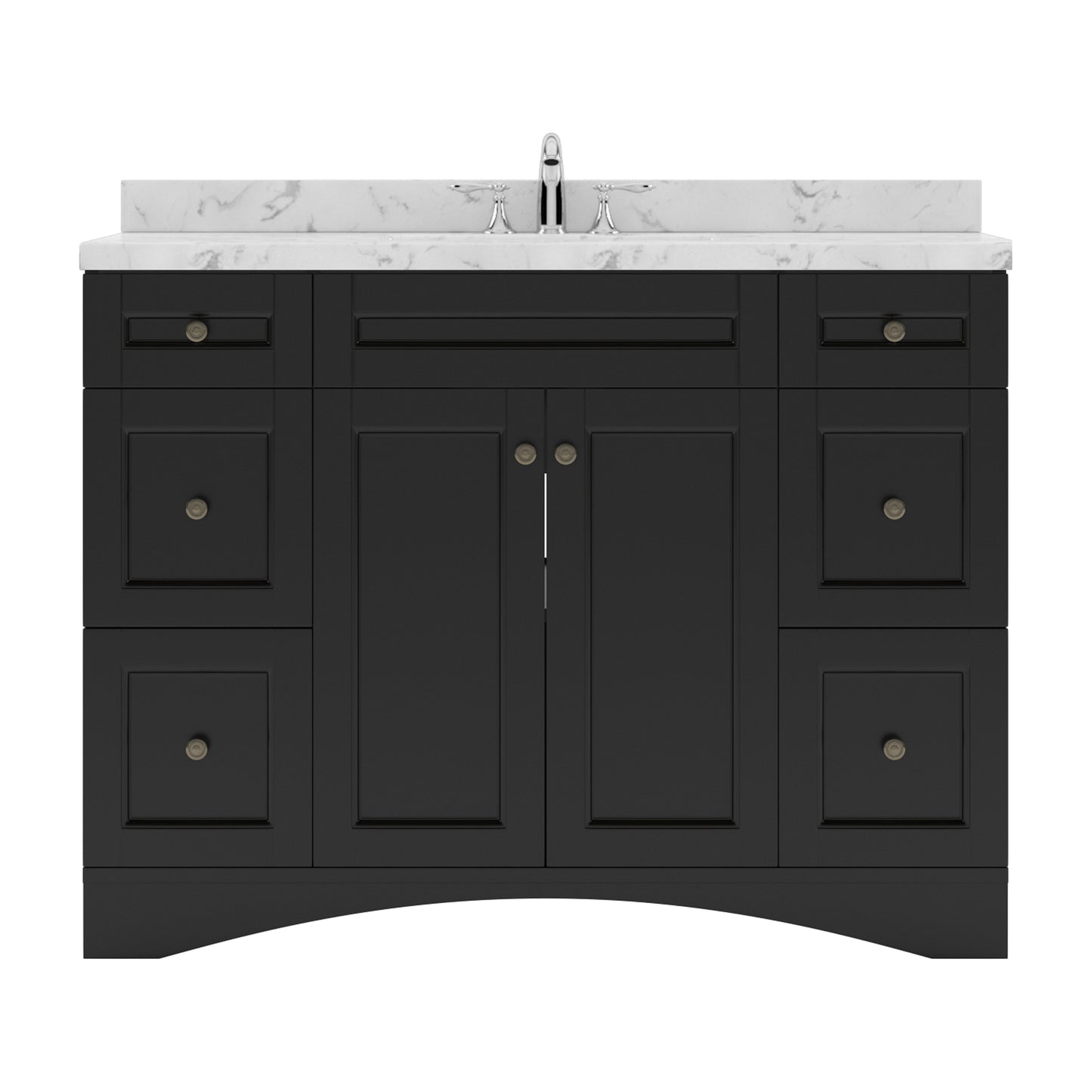 Virtu USA Elise 48" Single Bath Vanity in White with White Quartz Top and Square Sink with Matching Mirror - Luxe Bathroom Vanities