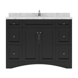 Virtu USA Elise 48" Single Bath Vanity in White with White Quartz Top and Square Sink with Matching Mirror - Luxe Bathroom Vanities