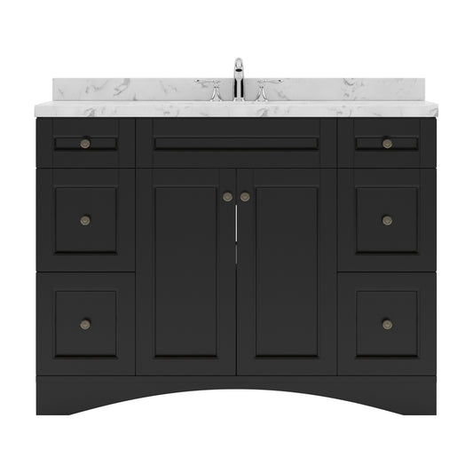 Virtu USA Elise 48" Single Bath Vanity in White with White Quartz Top and Square Sink - Luxe Bathroom Vanities