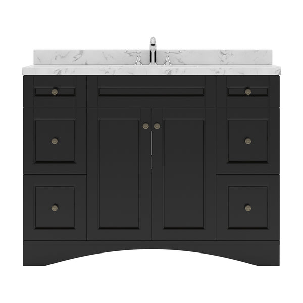 Virtu USA Elise 48" Single Bath Vanity in White with White Quartz Top and Square Sink with Matching Mirror - Luxe Bathroom Vanities