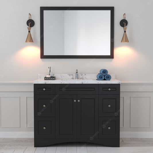 Virtu USA Elise 48" Single Bath Vanity in White with White Quartz Top and Square Sink with Matching Mirror - Luxe Bathroom Vanities