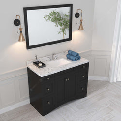 Virtu USA Elise 48" Single Bath Vanity in White with White Quartz Top and Square Sink with Matching Mirror - Luxe Bathroom Vanities