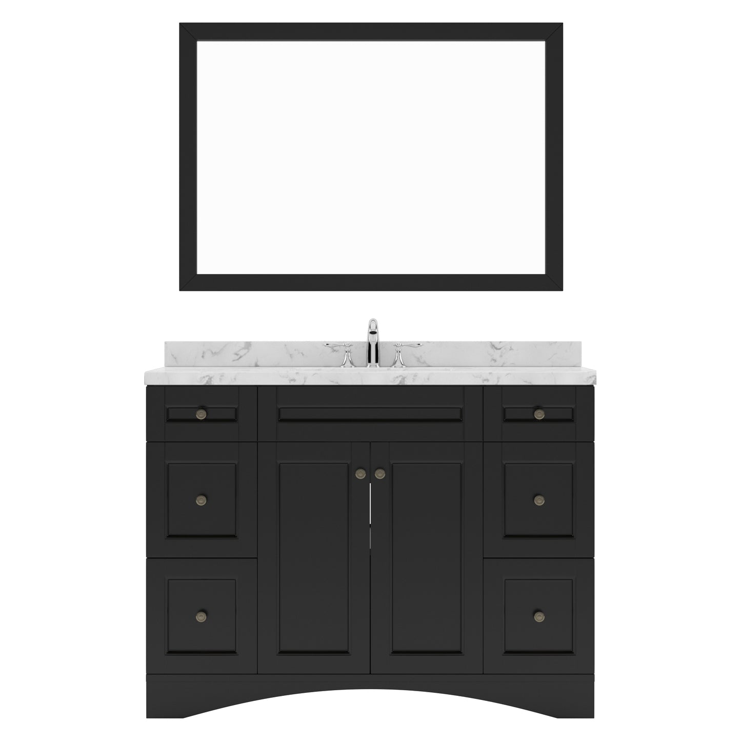 Virtu USA Elise 48" Single Bath Vanity in White with White Quartz Top and Square Sink with Matching Mirror - Luxe Bathroom Vanities