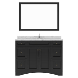 Virtu USA Elise 48" Single Bath Vanity in White with White Quartz Top and Square Sink with Matching Mirror - Luxe Bathroom Vanities