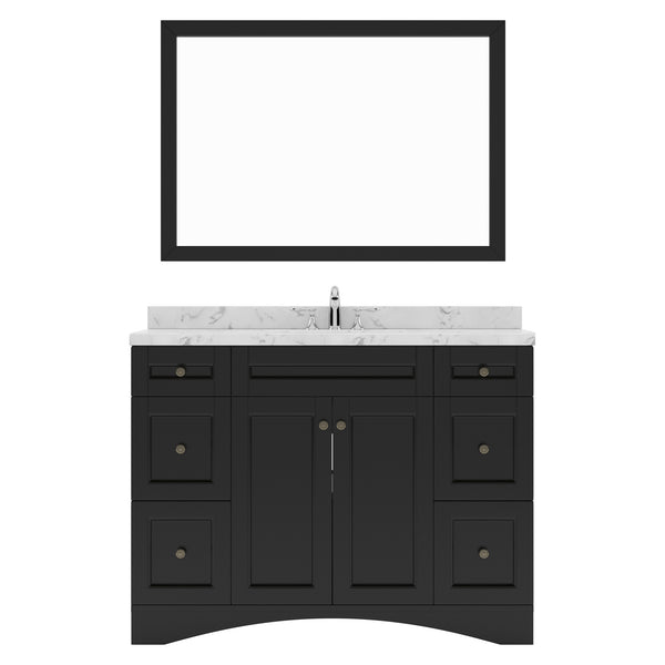 Virtu USA Elise 48" Single Bath Vanity in White with White Quartz Top and Square Sink with Matching Mirror - Luxe Bathroom Vanities