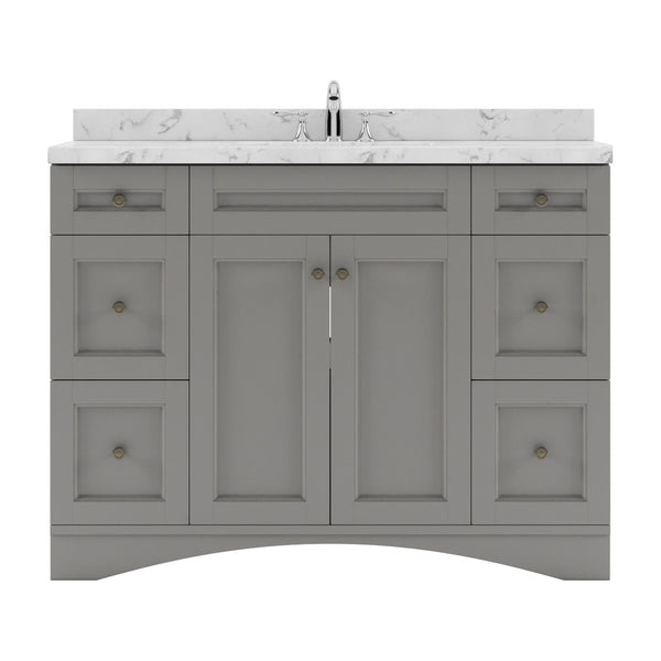 Virtu USA Elise 48" Single Bath Vanity in White with White Quartz Top and Square Sink - Luxe Bathroom Vanities