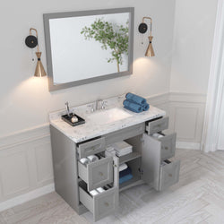 Virtu USA Elise 48" Single Bath Vanity in White with White Quartz Top and Square Sink with Matching Mirror - Luxe Bathroom Vanities