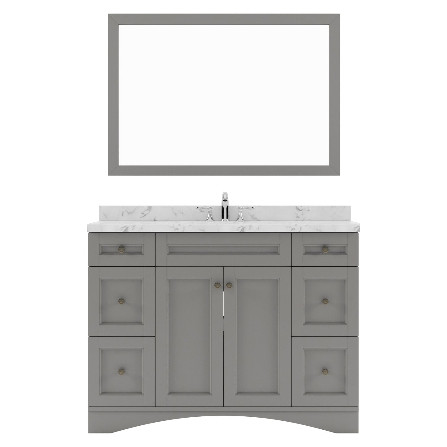 Virtu USA Elise 48" Single Bath Vanity in White with White Quartz Top and Square Sink with Matching Mirror - Luxe Bathroom Vanities