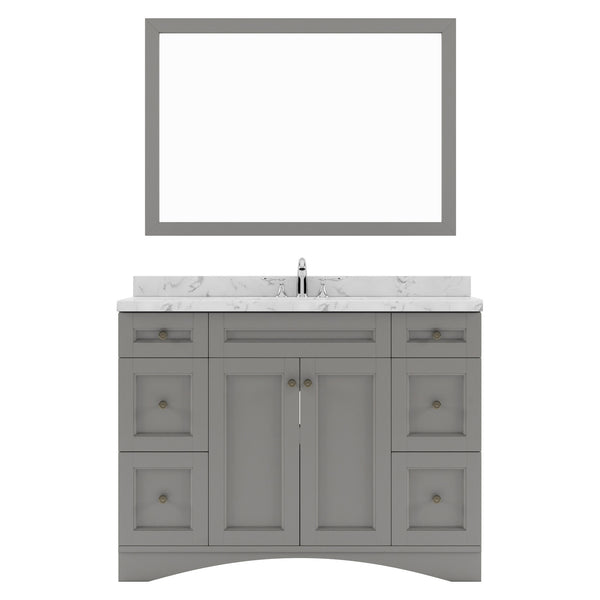 Virtu USA Elise 48" Single Bath Vanity in White with White Quartz Top and Square Sink with Matching Mirror - Luxe Bathroom Vanities