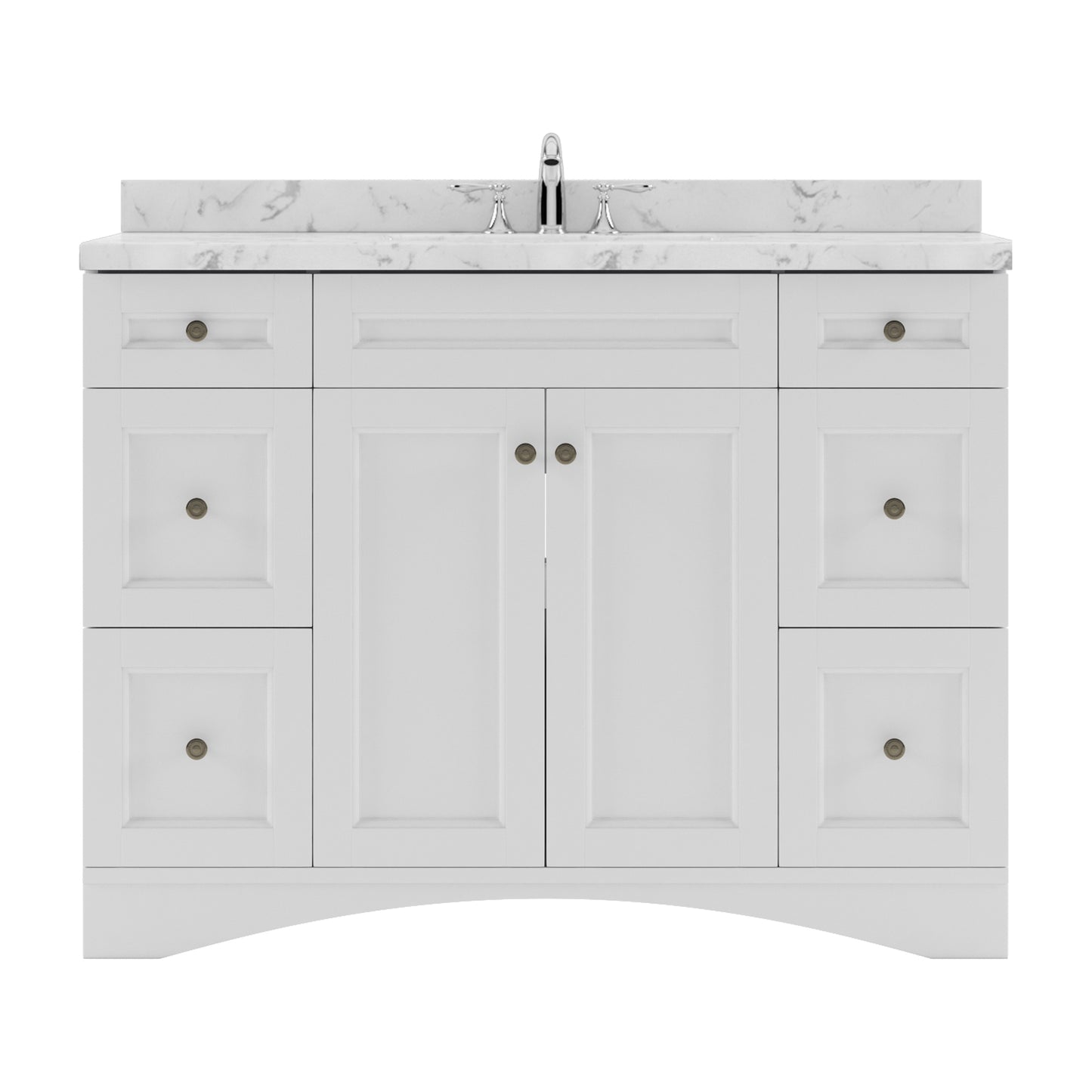 Virtu USA Elise 48" Single Bath Vanity in White with White Quartz Top and Square Sink with Matching Mirror - Luxe Bathroom Vanities