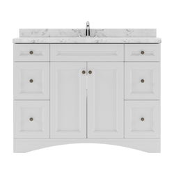 Virtu USA Elise 48" Single Bath Vanity in White with White Quartz Top and Square Sink with Matching Mirror - Luxe Bathroom Vanities