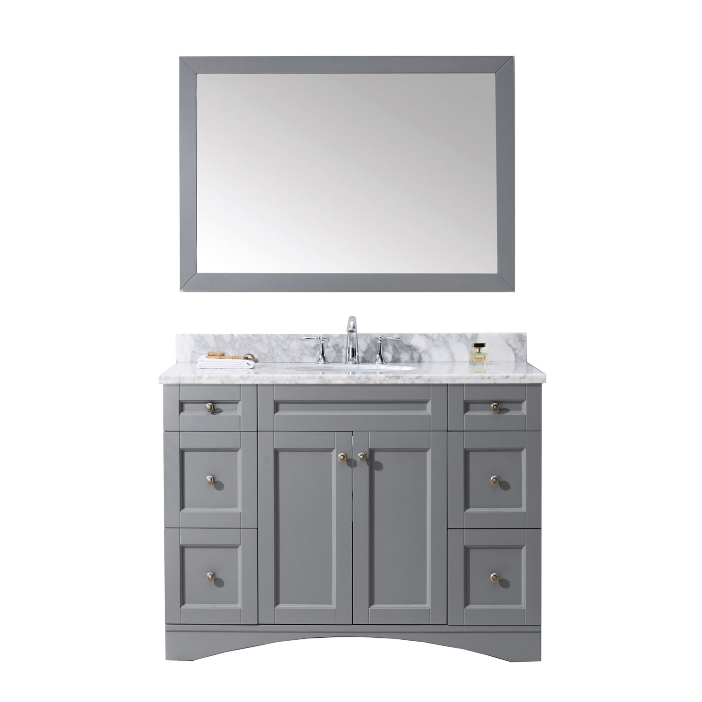 Virtu USA Elise 48" Single Bath Vanity with Marble Top and Round Sink with Mirror - Luxe Bathroom Vanities Luxury Bathroom Fixtures Bathroom Furniture