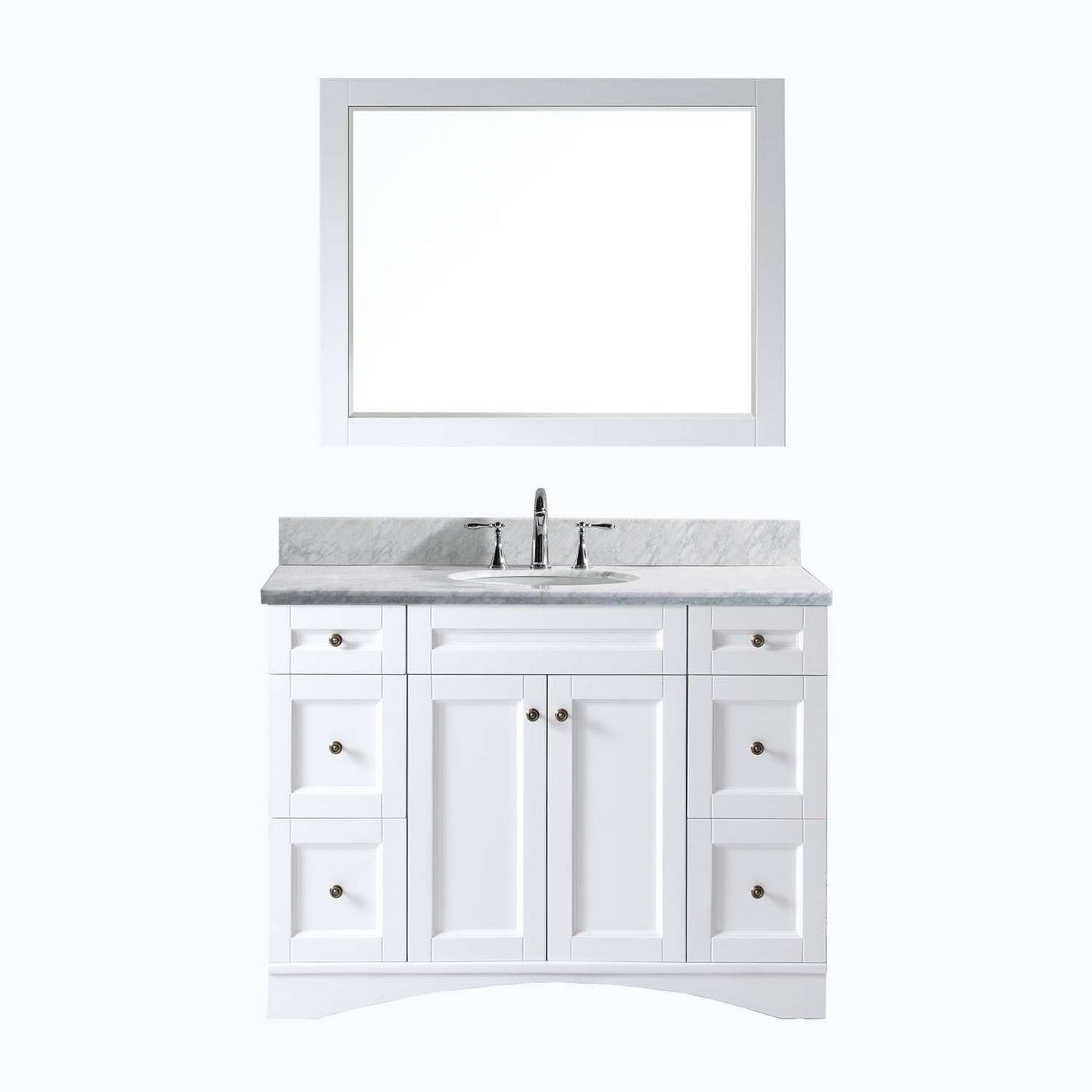Virtu USA Elise 48" Single Bath Vanity with Marble Top and Round Sink with Mirror - Luxe Bathroom Vanities