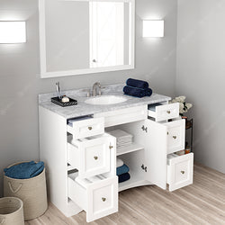 Virtu USA Elise 48" Single Bath Vanity with Marble Top and Round Sink with Mirror - Luxe Bathroom Vanities