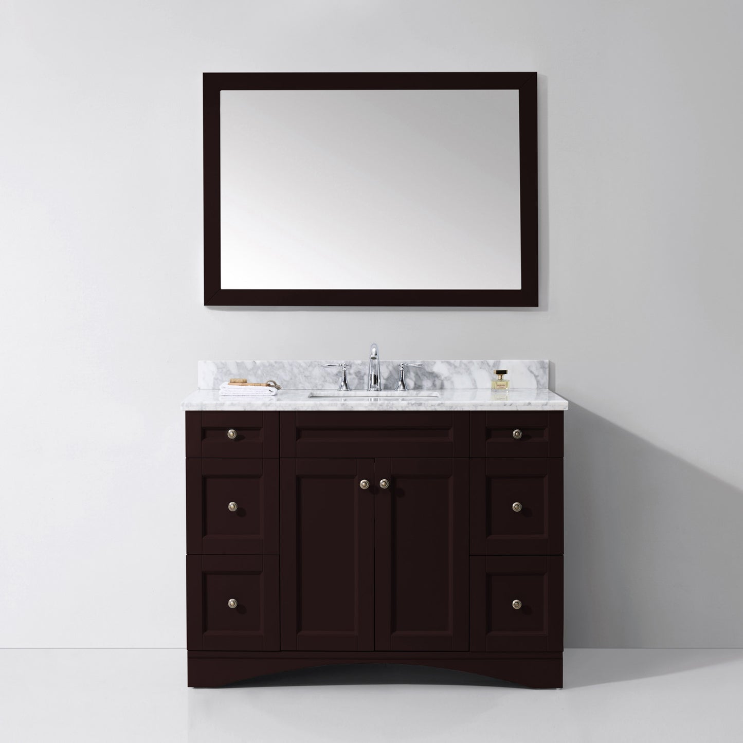 Virtu USA Elise 48" Single Bath Vanity in Espresso with Marble Top and Square Sink with Mirror - Luxe Bathroom Vanities Luxury Bathroom Fixtures Bathroom Furniture