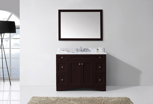 Virtu USA Elise 48" Single Bath Vanity in Espresso with Marble Top and Square Sink with Polished Chrome Faucet and Mirror - Luxe Bathroom Vanities Luxury Bathroom Fixtures Bathroom Furniture