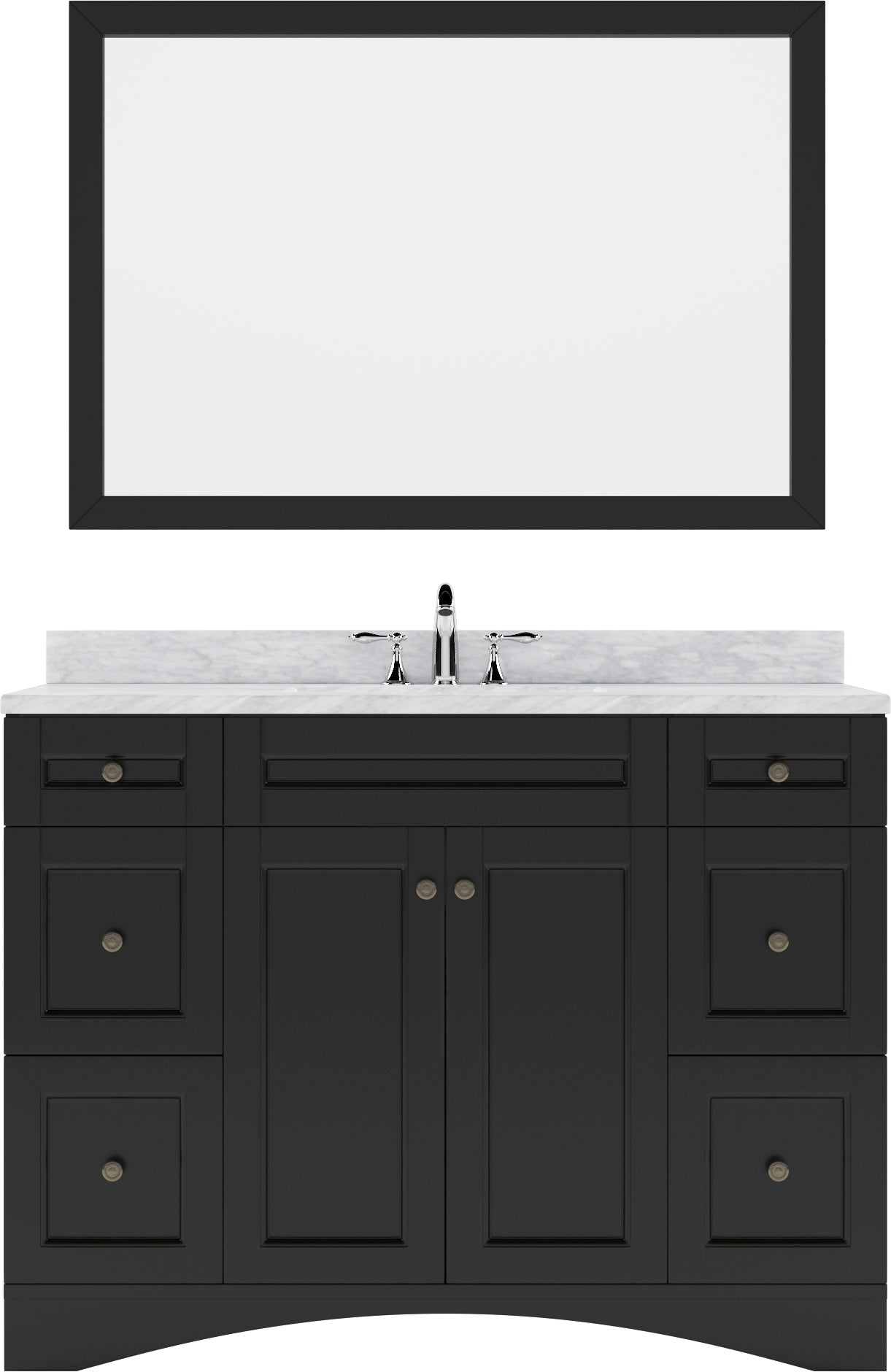 Virtu USA Elise 48" Single Bath Vanity with Marble Top and Square Sink with Brushed Nickel Faucet and Mirror - Luxe Bathroom Vanities